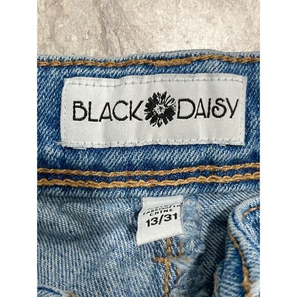 Black Daisy Kate Women's Distressed Ripped Straight Leg Jeans Blue Size 13 - Picture 2 of 9